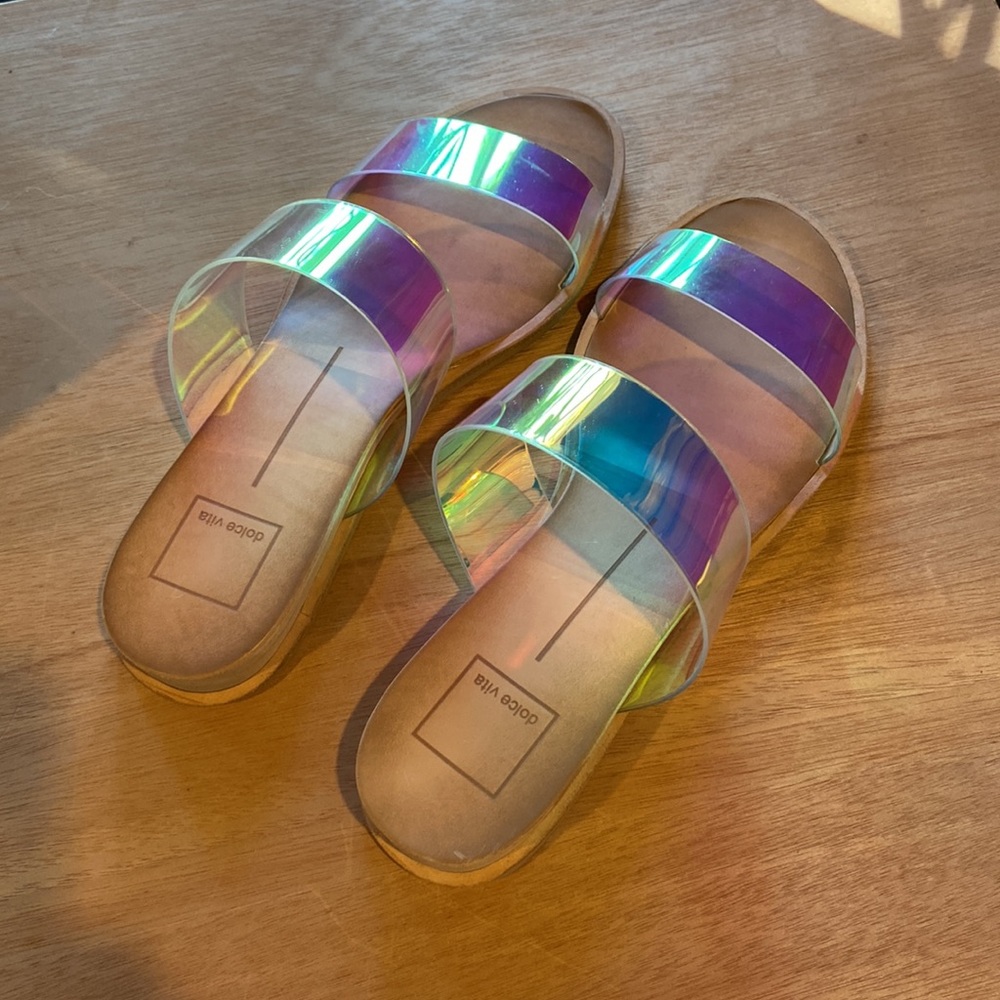 Dolce vita iridescent slide sandal